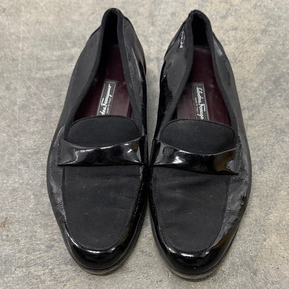 Salvatore Ferragamo Glossy Black Men's Slip-Ons